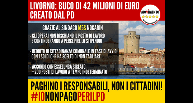 A Livorno deve pagare il Pd, non i cittadini #NonPagoPerIlPd