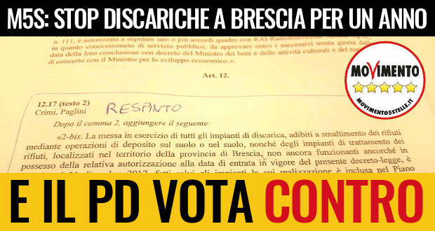 Stop discariche in Provincia di Brescia? Il Pd vota contro